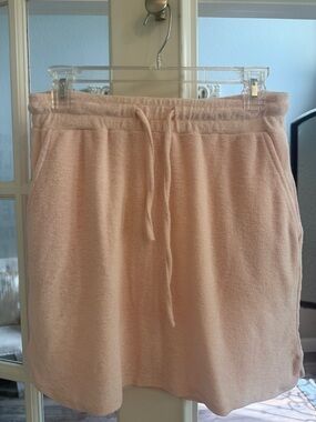 Cynthia Rowley Light Pink Terry Drawstring Mini Skirt Small